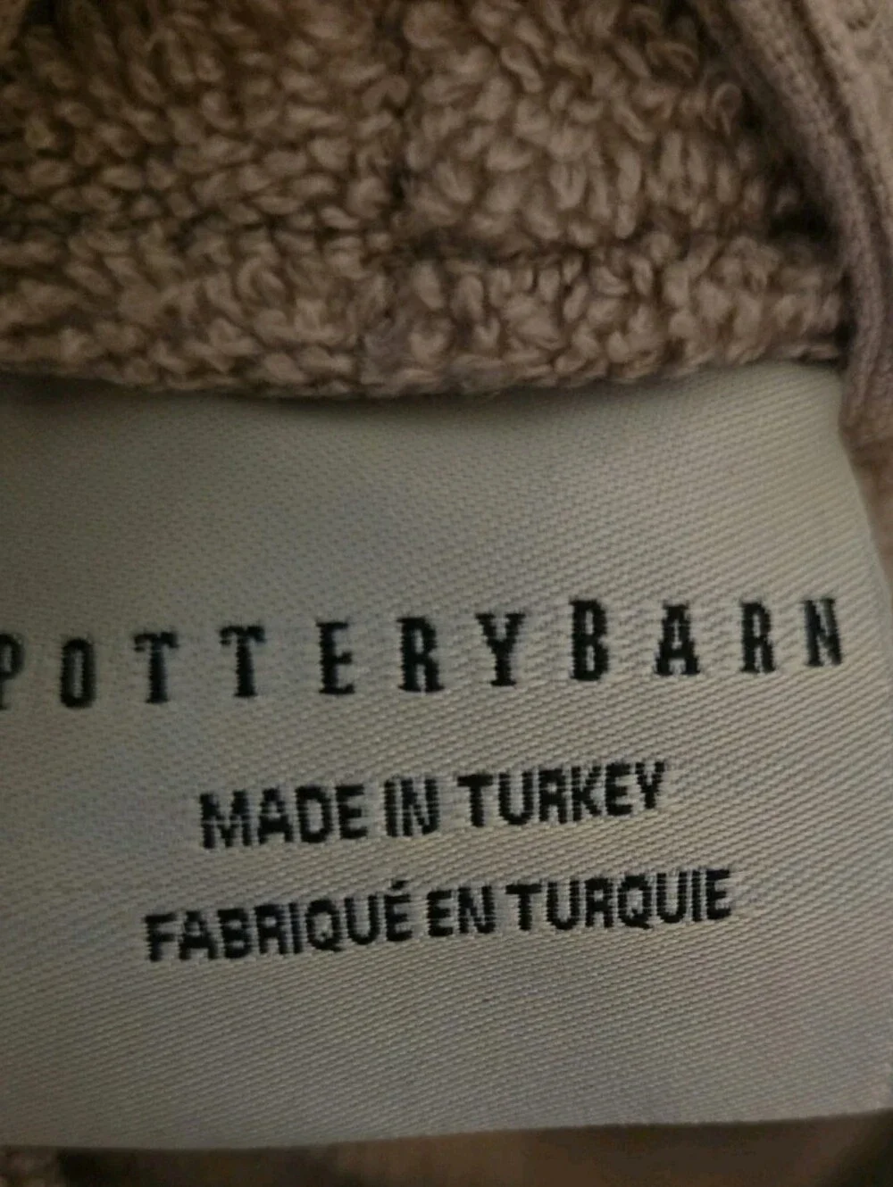 Pottery Barn Terry Robe tan Shawl Collar Unisex Size Medium 100% Cotton